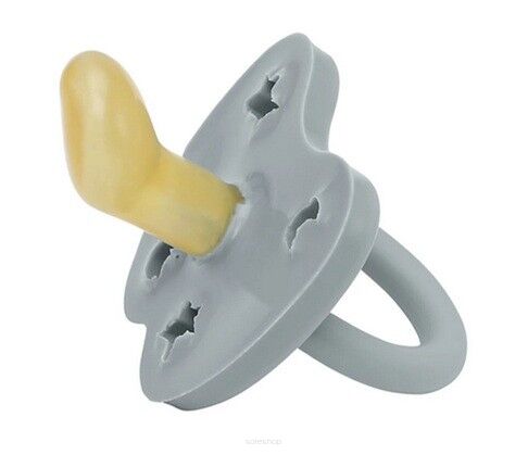 Kauczukowy smoczek anatomiczny gwiazdy/księżyc, w kolorze szary 3-36 miesięcy