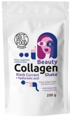 SHAKE KOLAGENOWY Z KWASEM HIALURONOWYM I CZARNĄ PORZECZKĄ 200 g - DIET-FOOD