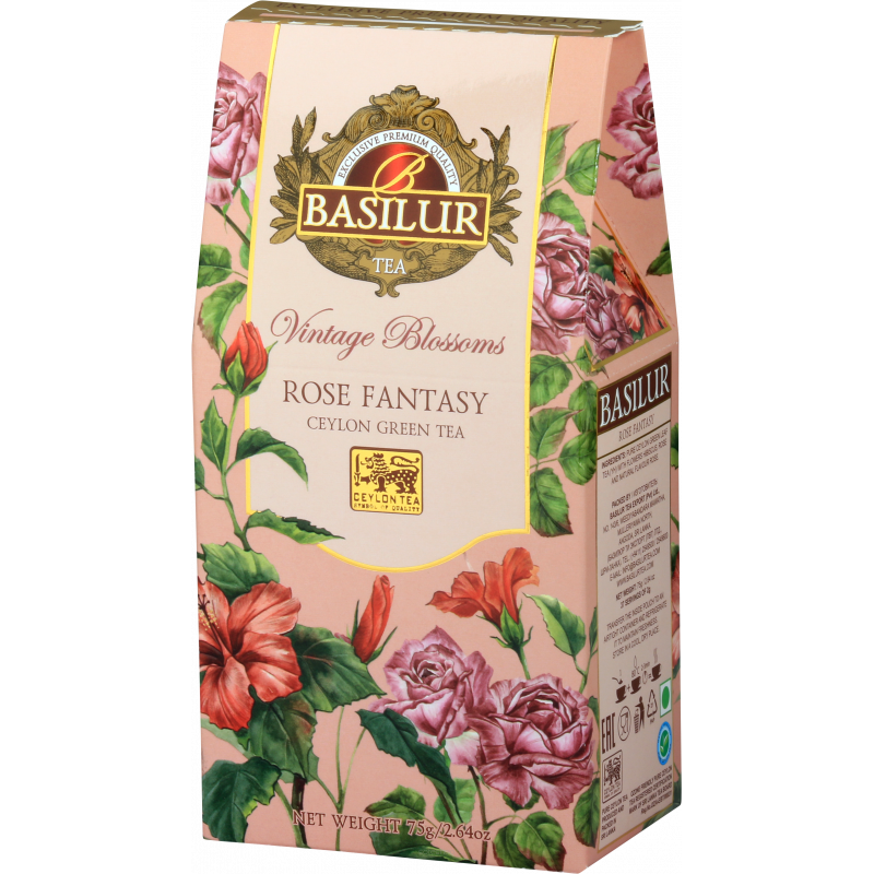 Zielona Herbata Rose Fantasy z Dodatkiem Hibiskusa i Róży 75 g - Basilur