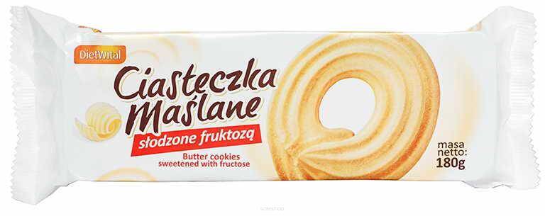 Ciasteczka maślane słodzone fruktozą 180 g DietWital