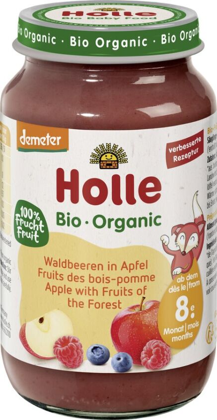 JABŁKO - OWOCE LEŚNE BEZ DODATKU CUKRÓW OD 8 MIESIĄCA DEMETER BIO 220 g (SŁOIK) - HOLLE