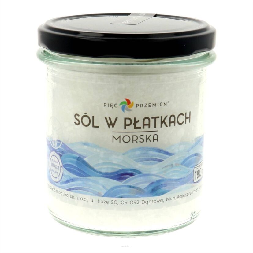 Sól morska w płatkach biała 180 g - Pięć Przemian