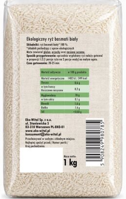 Ryż basmati biały BIO 1 kg