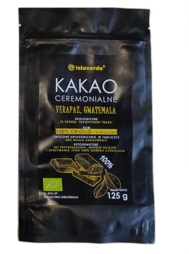 KAKAO CEREMONIALNE TABLICZKA BIO 125 g - ISLAVERDE (SEGURA)