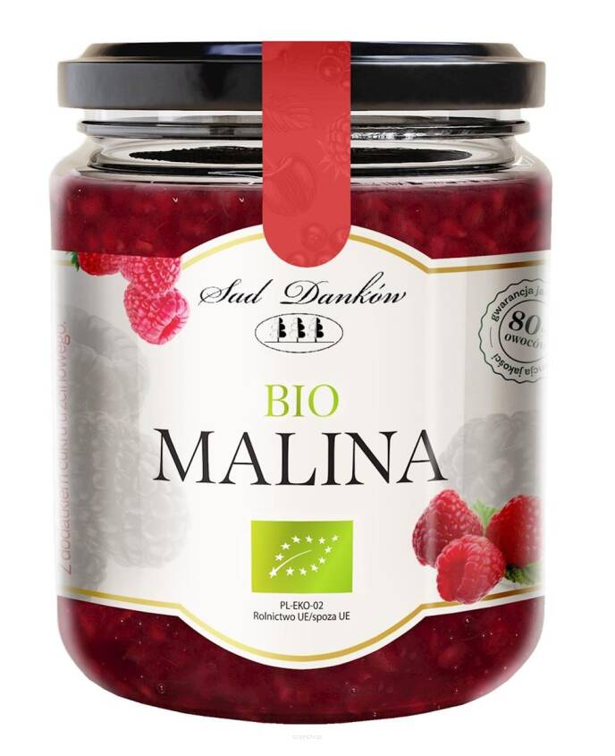 MALINA 80 % Z CUKREM TRZCINOWYM BIO 270 g - SAD DANKÓW