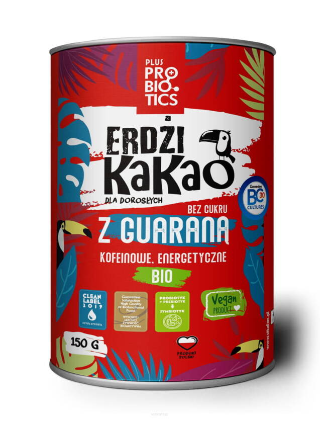 Erdżi Kakao z guaraną i kardamonem bez cukru BIO 150 g - Vitafan