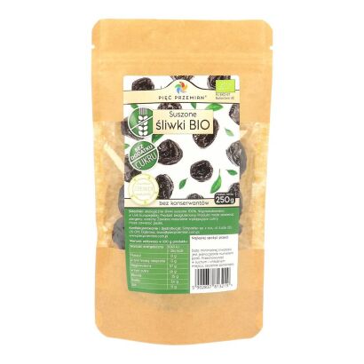 Śliwki suszone BIO 250 g - Pięć Przemian