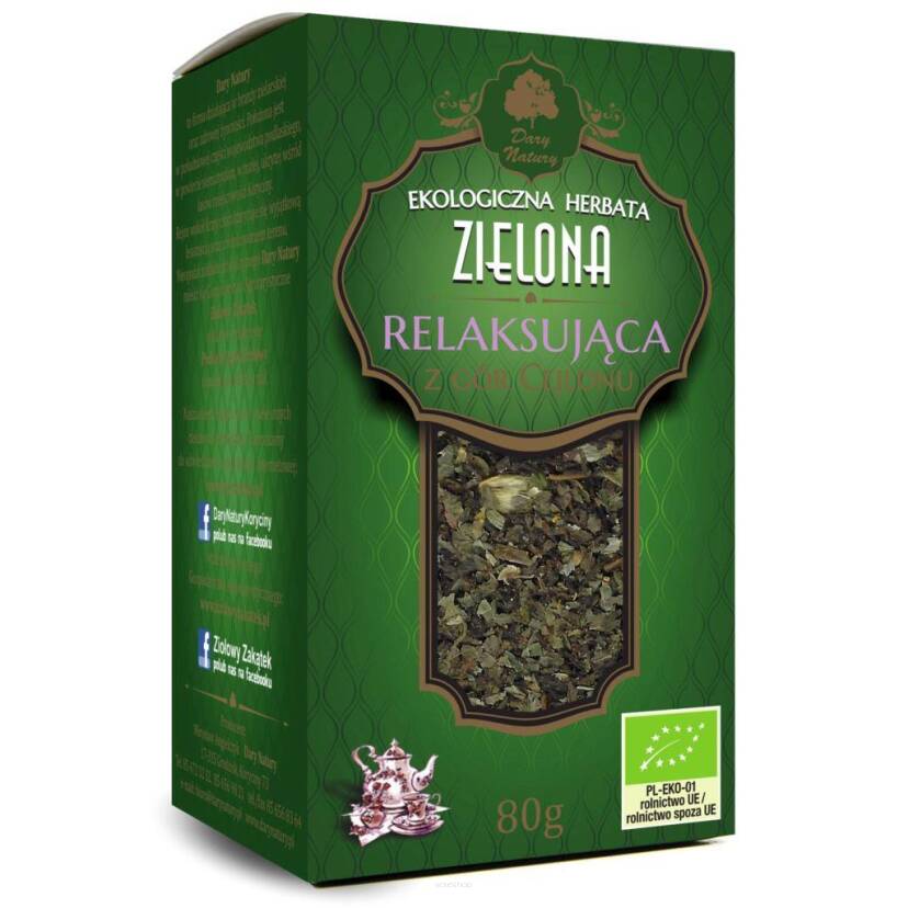 HERBATA ZIELONA RELAKSUJĄCA BIO 80 g - DARY NATURY