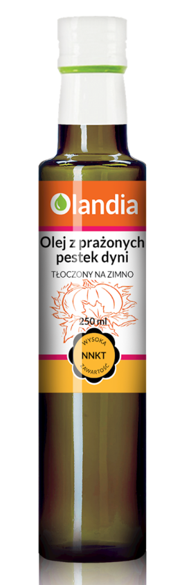 OLEJ Z PRAŻONYCH PESTEK DYNI TŁOCZONY NA ZIMNO 250 ml - OLANDIA