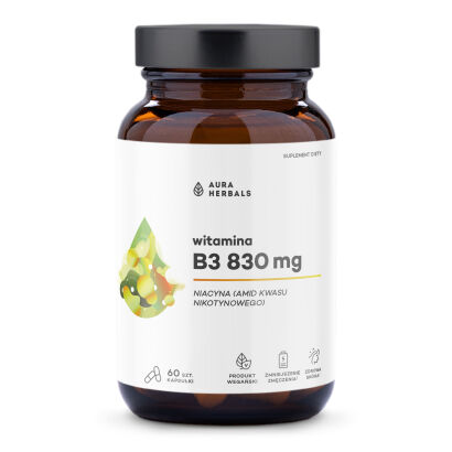 Witamina B3 830 mg, niacyna, kapsułki 60 szt. - Aura Herbals