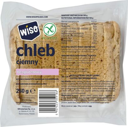 CHLEB CIEMNY KROJONY BEZGLUTENOWY 250 g - WISO