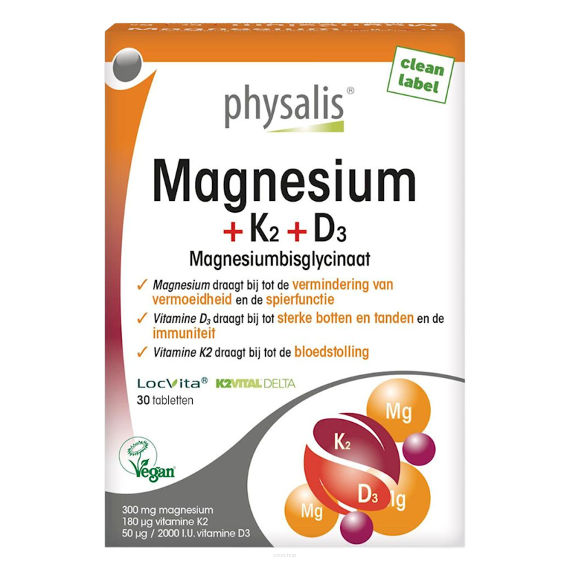 MAGNEZ + WITAMINA K2 I D3 30 TABLETEK - PHYSALIS
