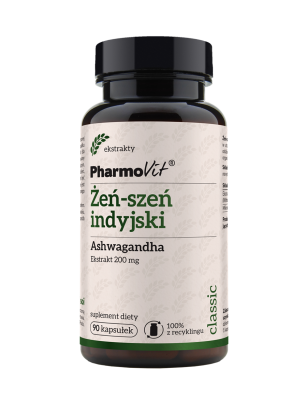 Żeń-szeń indyjski Ashwagandha 20:1 200 mg 90 kaps | Classic Pharmovit