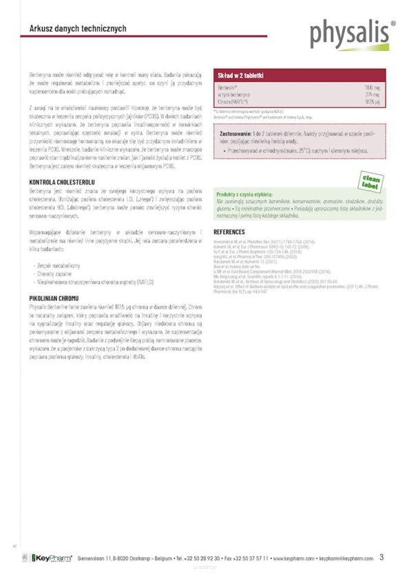 BERBERYNA FORTE 30 TABLETEK - PHYSALIS