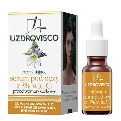 SERUM POD OCZY Z WITAMINĄ C ROZJAŚNIAJĄCE PRZECIWZMARSZCZKOWE 15 ml - UZDROVISCO (ŚWIETLIK)