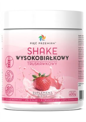 Shake wysokobiałkowy truskawkowy 400 g - Pięć Przemian