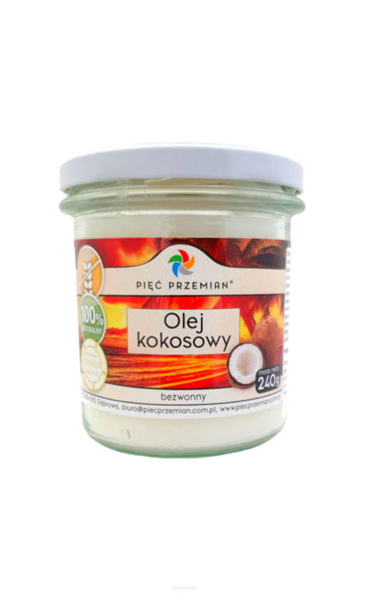 Olej kokosowy bezwonny 240 g - Pięć Przemian