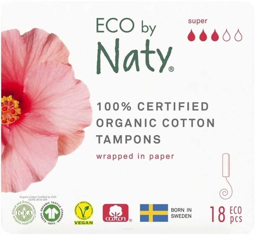 Ekologiczne tampony, super, 18 szt