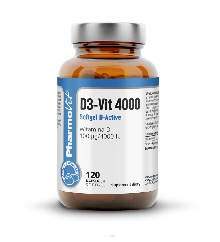 D3-Vit 4000 Softgel D-Active 120 kaps | Clean Label Pharmovit