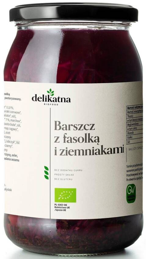 ZUPA BARSZCZ UKRAIŃSKI Z FASOLKĄ I ZIEMNIAKAMI BIO 900 ml - DELIKATNA by ZAKWASOWNIA