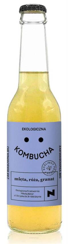 KOMBUCHA MIĘTA - RÓŻA - GRANAT BIO 270 ml - ZAKWASOWNIA