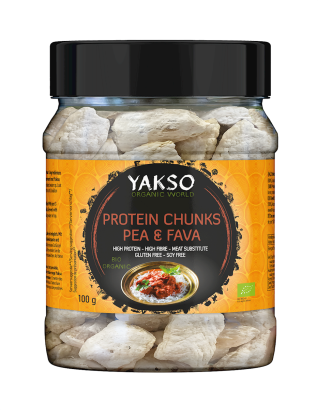 ZAMIENNIK MIĘSA Z BIAŁKA GROCHU I BOBU BEZGLUTENOWY BIO 100 g - YAKSO