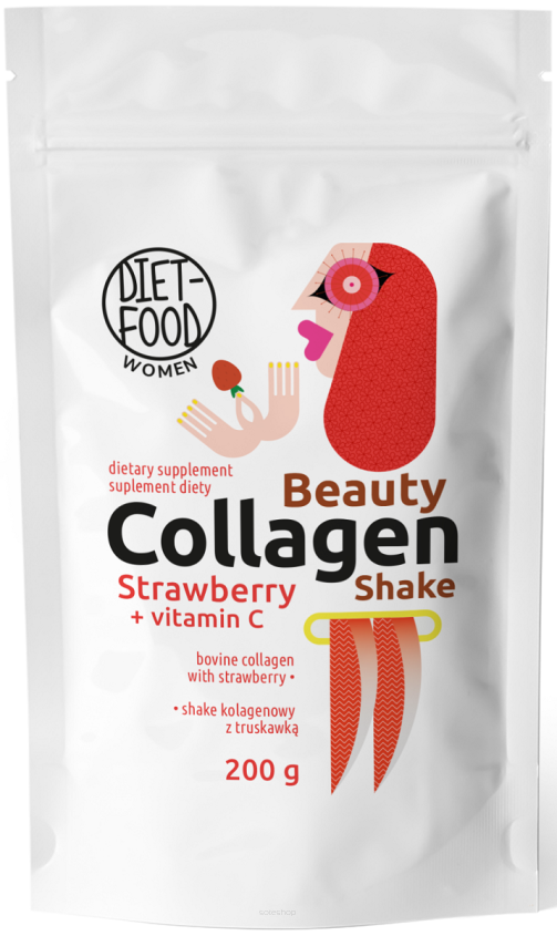 SHAKE KOLAGENOWY Z WITAMINĄ C I TRUSKAWKĄ 200 g - DIET-FOOD