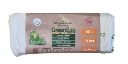 WORKI NA ODPADY BIO I ZMIESZANE (KOMPOSTOWALNE I BIODEGRADOWALNE) 60 L 10 szt - FROGGY (GREENBAG)