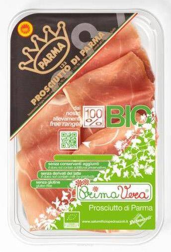 SZYNKA PARMEŃSKA (PROSCIUTTO DI PARMA) PLASTRY BEZGLUTENOWA BIO 70 g - PRIMAVERA