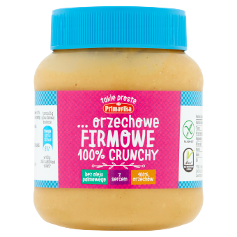 PASTA Z PRAŻONYCH ORZESZKÓW ZIEMNYCH FIRMOWA CRUNCHY BEZGLUTENOWA 350 g - PRIMAVIKA