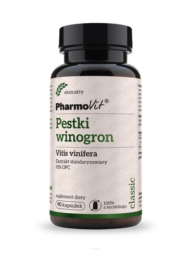 Pestki winogron Vitis vinifera Ekstrakt standaryzowany 95% OPC 90 kaps | Classic Pharmovit