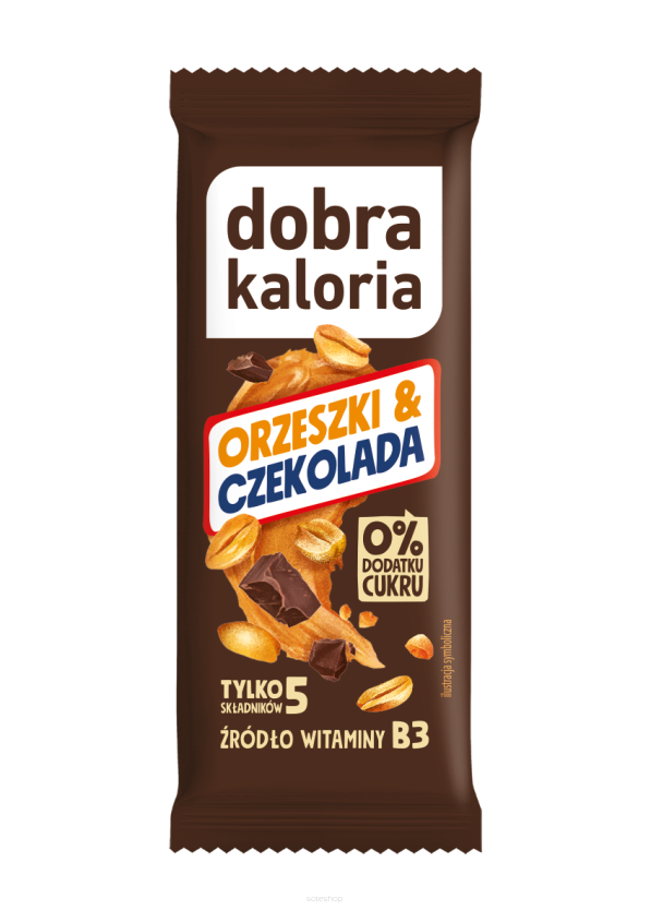 BATON ORZESZKI & CZEKOLADA BEZ DODATKU CUKRU 35 g - DOBRA KALORIA