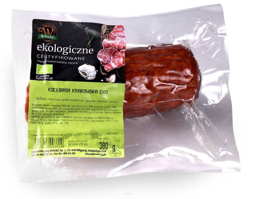 KIEŁBASA KRAKOWSKA SUCHA BIO (około 0,35 kg) - WASĄG (NA ZAMÓWIENIE)