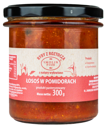 ŁOSOŚ W POMIDORACH BEZGLUTENOWY 300 g - SMOLIN FISH (NA ZAMÓWIENIE)