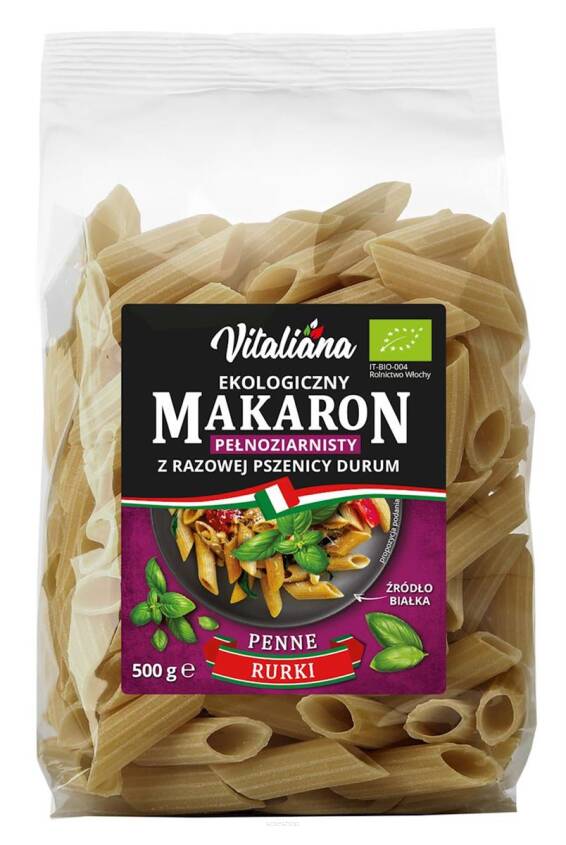 MAKARON (Z RAZOWEJ PSZENICY DURUM) PENNE BIO 500 g - VITALIANA