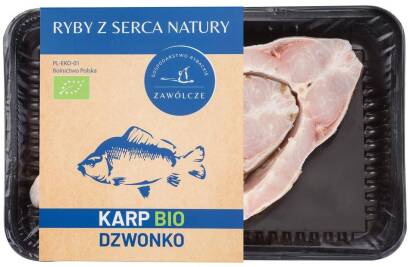 KARP ŚWIEŻY DZWONKO BIO (około 0,50 kg) (TACKA) - RYBY Z SERCA NATURY (NA ZAMÓWIENIE)