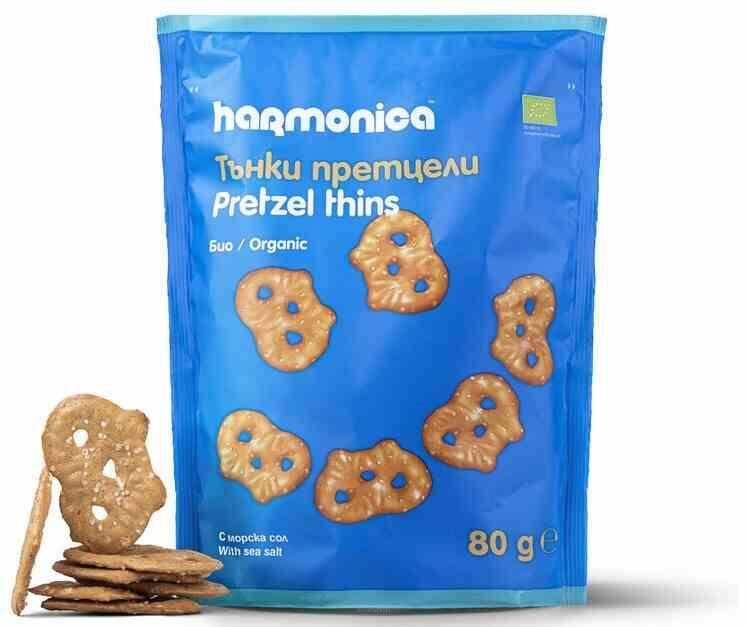 Precelki cienkie z solą morską BIO 80 g