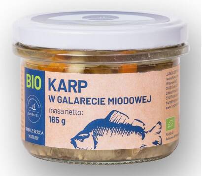 KARP W GALARECIE MIODOWEJ BIO 165 g (SŁOIK) - RYBY Z SERCA NATURY