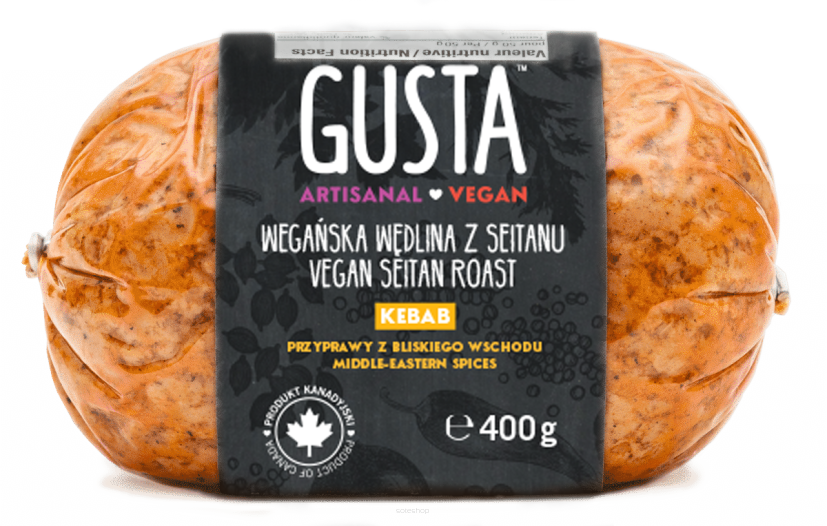 Wegańska wędlina z seitanu KEBAB przyprawy z bliskiego wschodu 400g - GUSTA