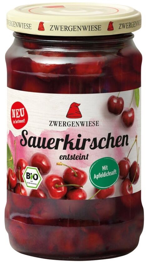 WIŚNIE W LEKKIM SYROPIE BEZGLUTENOWE BIO 360 g (195 g) (SŁOIK) - ZWERGENWIESE