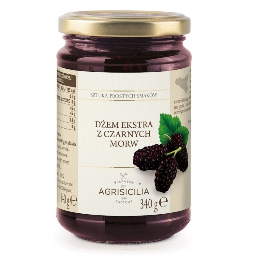 DŻEM EKSTRA Z CZARNEJ MORWY 340 g - AGRISICILIA