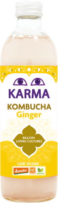 KOMBUCHA Z IMBIREM NISKA ZAWARTOŚĆ CUKRÓW FAIR FOR LIFE DEMETER BIO 500 ml - KARMA KOMBUCHA