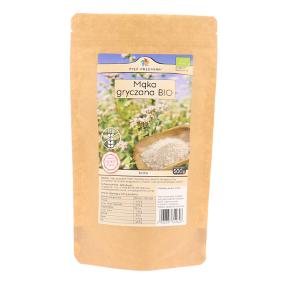 Mąka gryczana BIAŁA BIO bezglutenowa 500 g - Pięć Przemian