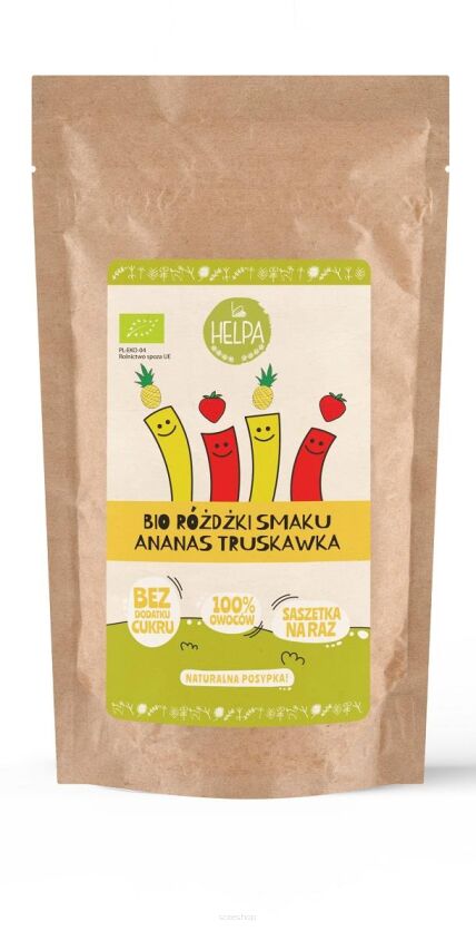 RÓŻDŻKI SMAKU MIX ANANAS - TRUSKAWKA (LIOFILIZOWANE OWOCE) BIO (10 x 2 g) 20 g - HELPA