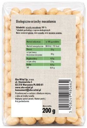 Orzechy macadamia BIO 200 g