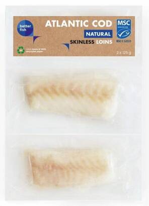 POLĘDWICA Z DORSZA ATLANTYCKIEGO MSC BEZ SKÓRY MROŻONA (2 x 125 g) 250 g - BETTER FISH