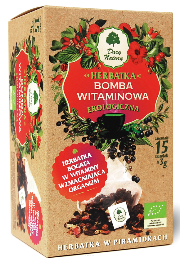 HERBATKA BOMBA WITAMINOWA PIRAMIDKI BIO (15 x 3 g) 45 g - DARY NATURY