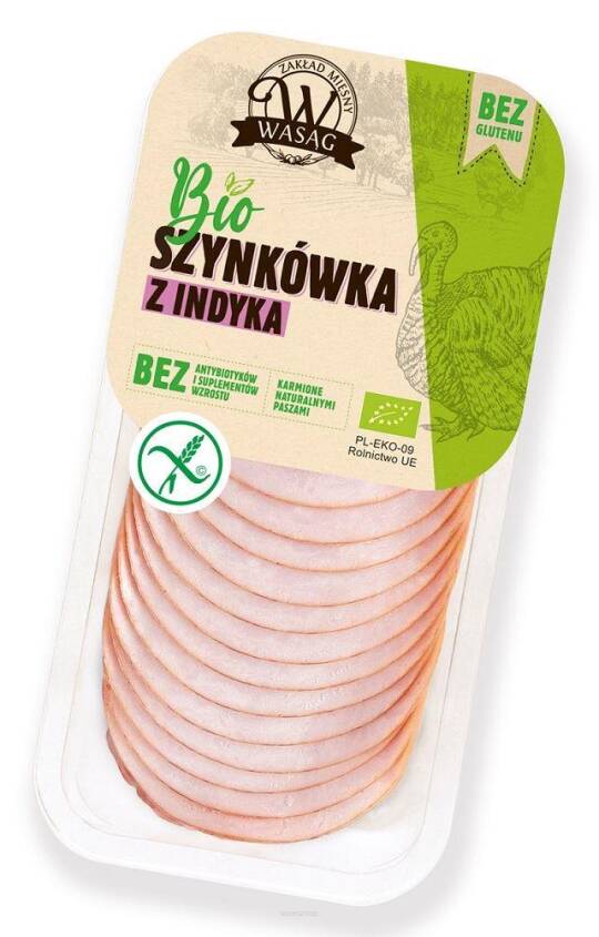 SZYNKÓWKA Z INDYKA PLASTRY BEZGLUTENOWA BIO 130 g - WASĄG (NA ZAMÓWIENIE)