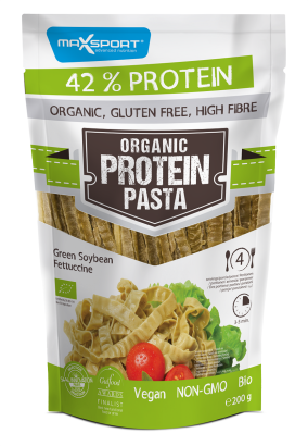 MAKARON PROTEINOWY (Z ZIELONEJ SOI) FETTUCCINE BEZGLUTENOWY BIO 200 g - MAXSPORT