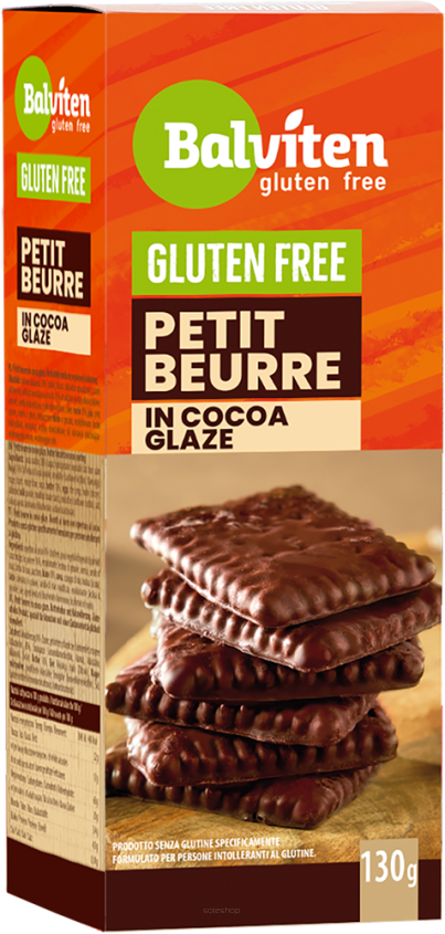 HERBATNIKI MAŚLANE PETIT BEURRE W POLEWIE KAKAOWEJ BEZGLUTENOWE 130 g - BALVITEN